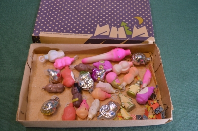 Елочные украшения малютки. Миниатюрные елочные игрушки, малютка. Подборка #3. Животные. СССР.