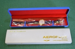 Часы наручные кварцевые "Аэрофлот". Фирменная коробка. Новые.
