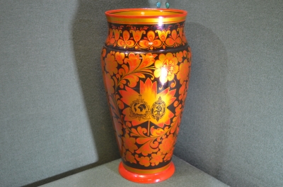 Ваза деревянная подарочная большая. МВД. Интерпол. Дерево. Роспись. Хохлома. СССР.