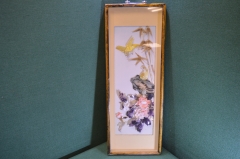 Панно настенное "Птицы". Дерево. Перламутр. Старый Китай. 1950е.