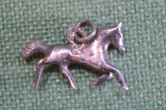 Подвеска старинная шатлен кулон "Конь Лошадь". Серебро 84 проба. Царская Россия.