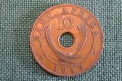 Монета 10 центов 1943 год. Георг VI. Восточная Африка, East Africa.