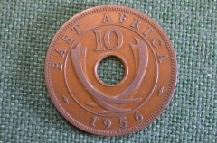 Монета 10 центов 1956 год. Елизавета II. Восточная Африка, East Africa.