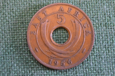 Монета 5 центов 1956 год. Елизавета II. Восточная Африка, East Africa.