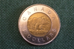 Монета 2 доллара 2006 год. Биметалл. Медведь. Елизавета II. Canada, Канада.