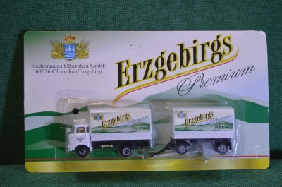 Машинка, модель. Грузовик, фура. Пиво Erzgebirgs Реклама. Блистер. Китай по заказу, Германия