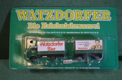 Машинка, модель. Грузовик, фура. Пиво Watzdorfer Реклама. Блистер. Китай по заказу, Германия