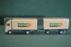 Машинка, модель. Фура, грузовик с прицепом. Besker's Bester. Реклама.