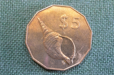 Монета 5 долларов 1988 год. Раковина. Елизавета II. Cook Islands, Острова Кука.