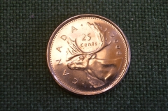 Монета 25 центов 2006 год. Олень. Елизавета II. Canada, Канада.