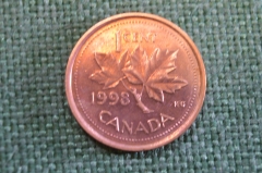 Монета 1 цент 1998 год. Кленовый лист. Елизавета II. Canada, Канада.