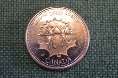 Монета 25 центов 2000 год. Миллениум, свобода. Елизавета II. Canada, Канада. 
