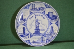 Тарелка фарфоровая декоративная "New York Нью-Йорк Статуя Свободы". Фарфор. 