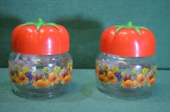Банка "Помидор", банки стеклянные для варенья, соусов. 2 штуки одним лотом. СССР.