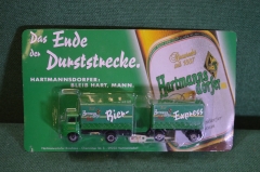 Модель, игрушка. Пивной грузовик, фура с прицепом. Реклама пива Hartmanns. Блистер. Китай Германия