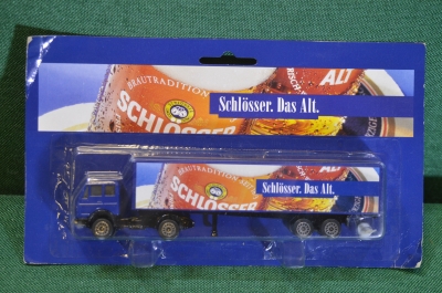 Модель, игрушка. Пивной грузовик фура. Реклама пива Schlosser. Блистер. Китай Германия.