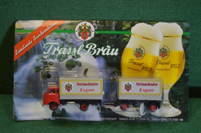 Модель, игрушка. Пивной грузовик, фура с прицепом Реклама Steinachtaler. Блистер. Китай Германия.