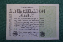 Бона, банкнота 1000000 марок 1923 год. Один миллион. Рейхсбанкнота. Веймар, Германия. 