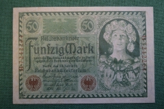Бона, банкнота 50 марок 1920 год. Пятьдесят. Рейхсбанкнота. Веймар, Германия. #1