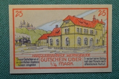 Нотгельд, бона 25 пфеннигов 1921 год. Город Nordhausen, Нордхаузен. Веймар, Германия.