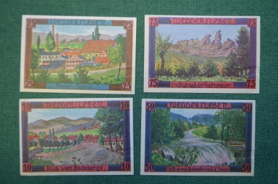 Нотгельд, бона 10, 25, 50, 75 пфеннигов 1921 год (4 шт). Город Weddersleben, Веддерслебен. Германия.