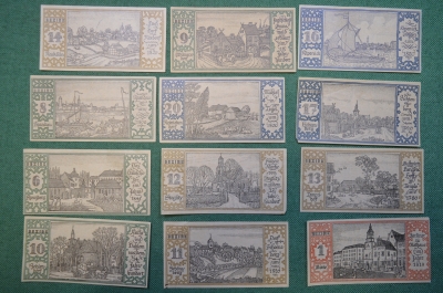 Нотгельд, бона 50 пфеннигов 1921 год (12 штук). Город Belin, Берлин. Разные города. Германия.