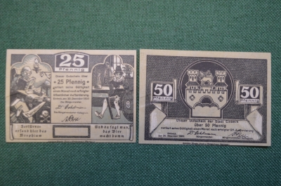 Нотгельд, бона 10, 25 пфеннигов 1920 год (2 штуки). Город Einbeck, Айнбекк. Веймар, Германия.