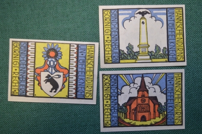 Нотгельд, бона 25, 50, 75 пфеннигов 1921 год (3 шт.). Город Carlow, Карлов. Германия. 