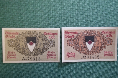 Нотгельд, крис-нотгельд, бона 25, 50 пфеннигов 1918 год, город Reislingen, Рейслинген. Германия.