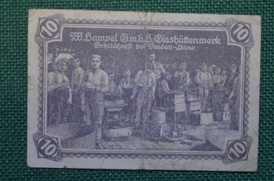 Нотгельд, бона 10 пфеннигов 1920 год, город Schildhorst, Чилдхорст. Рабочие. Германия.