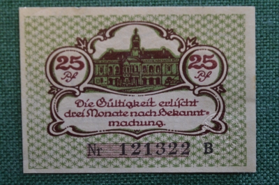Нотгельд, бона 25 пфеннигов 1920 год, город Magdeburg, Магдебург. Ратуша. Германия. #2