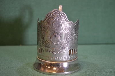 Подстаканник металлический "Космос, спутник". Мельхиор. Кольчугино, СССР. #1