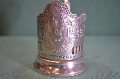 Подстаканник металлический "Космос, спутник". Мельхиор. Кольчугино, СССР. #2