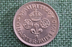 Монета 1/4 рупии 1970 года. Quarter rupee. Маврикий, Mauritius. Елизавета II.