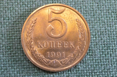 Монета 5 копеек 1991 года М. Погодовка СССР.