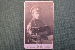 Фотография старинная "Медик мотоциклист (?)". Фотограф Жуков, СПБ. Российская Империя.
