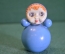 Игрушка миниатюрная фигурка "Неваляшка". Синяя. Колкий пластик. СССР.