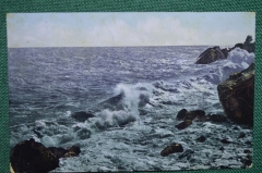 Открытка "Прибой волны. Крым. Алупка". Издательство Гранберг. 1912 год. Российская Империя.