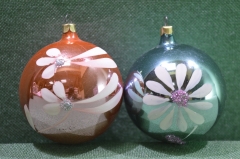 Елочные игрушки шары СССР ,  1970-1980-е, 2 штуки одним лотом.
